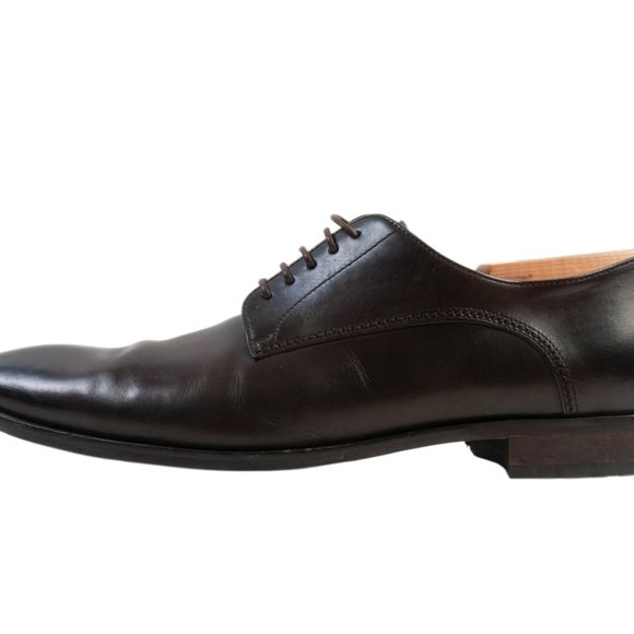 Hugo Boss Made in Italy Brown Leather Derby Shoes - Picture 2 of 5